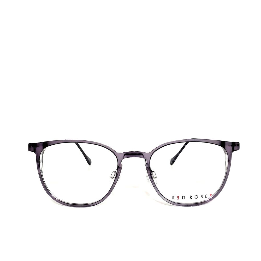 Womens Red Rose Gray Crystal Designer Eyeglasses Frames 50-19-145 Handmade Japan